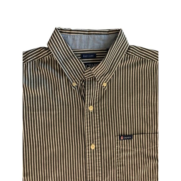 Chaps Est. 1978 Mens Long Sleeve White Gray Striped Button-Down Shirt Large - Picture 10 of 12